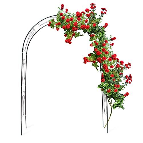 Relaxdays Arco per Rose Rampicanti, HLP 233x153x39 cm, Decorazione Giardino, Sostegno per Piante in Metallo, Verde Scuro