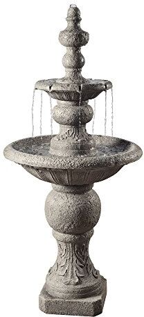 Peaktop Teamson Home Grande Fontana d'Acqua da Giardino, Cascata da Esterno a 2 Livelli, Grigio