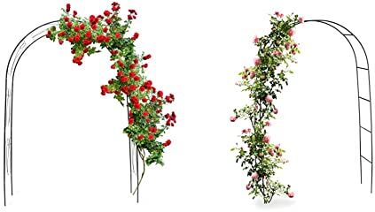 Relaxdays Arco per Rose Rampicanti, HLP 233x153x39 cm, Decorazione Giardino, Sostegno per Piante in Metallo, Verde Scuro & Arco per Rose, Rampicanti, Decorazione da Giardino, Sostegno per Piante