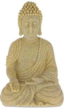 Relaxdays Statua Zen del Buddha Seduto XL, 40 cm, Feng Shui, per Ambienti Esterni, da Giardino, Decorativa, Sabbia