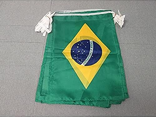 AZ FLAG Ghirlanda 12 Metri 20 Bandiere Brasile 45x30cm Bandiera Brasiliana 30 x 45 cm Festone BANDIERINE