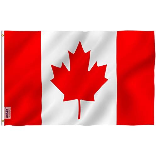 Anley Fly Breeze 3x5 Piedi Bandiera Canada Colore Vivido e Resistente Ai Raggi UV Testata In Tela E Doppie Cuciture Bandiera Nazionale Canadese Poliestere Anelli Ottone 3 X 5 Piedi