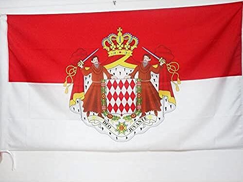 AZ FLAG Bandiera Monaco con Stemma 90x60cm Bandiera MONEGASCA con Blasone 60 x 90 cm Foro per Asta