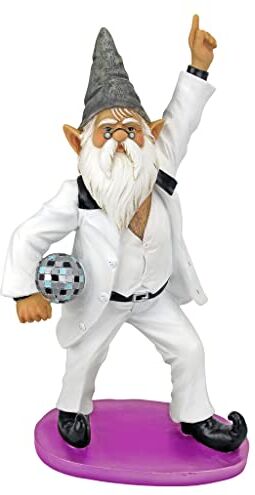 Design Toscano Disco Fever Tony Statue Divertente Prato GNOME, Resina, Multicolore, 11.5x19x34.5 cm