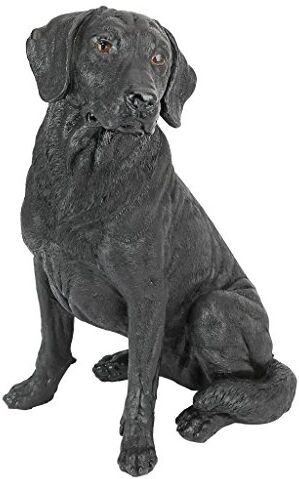 Design Toscano Black il Labrador Retriever Statua da giardino, poliresina, nero, 38 cm