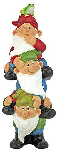 Design Toscano Garden GNOME Statua Torre di Tre Gnomi Outdoor Garden Gnomes Statue Divertente Prato GNOME