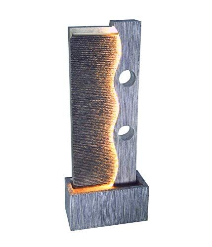 Dehner Fontana da Giardino Eclipse con Illuminazione a LED, ca. 100 x 40 x 19,8 cm, in poliresina, Colore: Grigio