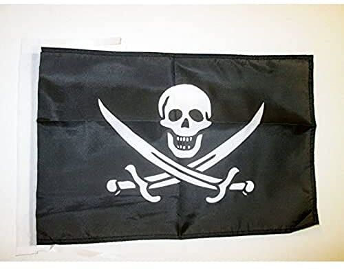 AZ FLAG Bandiera Pirata Jack Rackham 45x30cm BANDIERINA dei Pirati Teschio 30 x 45 cm cordicelle