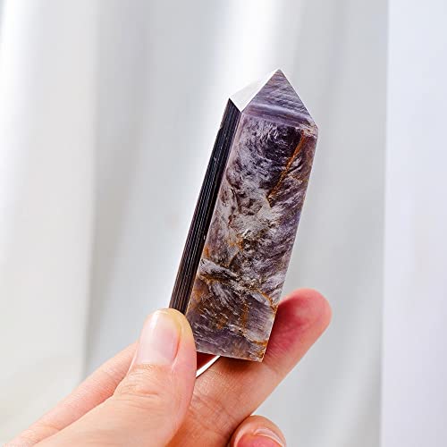 LABDIP decorazione della stanza Quarzo naturale Lepidolite Crystal Point Quattro colonne laterali Pietra Viola Mica Crystal Tower Decorazione domestica (Color : Lepidolite, Size : 30-50g)