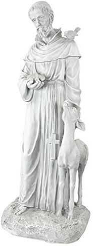 Design Toscano San Francesco d'Assisi, Santo Patrono degli Animali Statua religiosa da giardino, poliresina, pietra antica, 94 cm