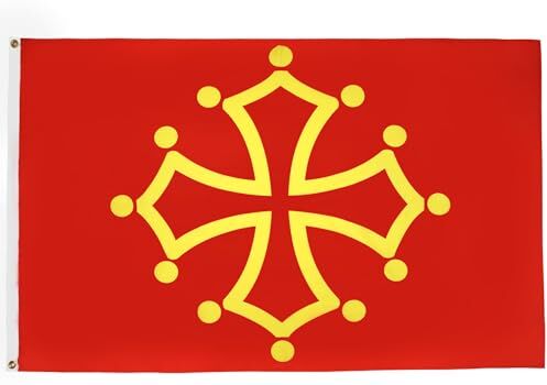 AZ FLAG Bandiera Midi-Pirenei – OCCITANIA 150x90cm Gran Bandiera Midi-PYRÉNÉES OCCITANIE in Francia 90 x 150 cm Poliestere Leggero Bandiere