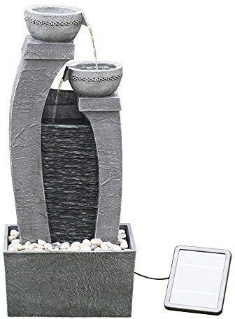 Teamson Home Ornamento da giardino grigio ardesia Peaktop con fontana a energia solare