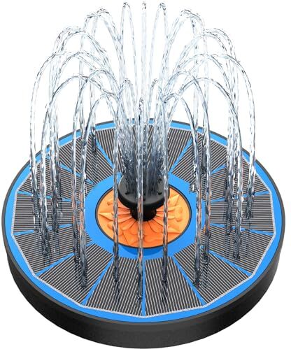 Yzert Fontana Solare 3.5W, 2024 Nuovo Pompa ad Acqua Solare, Fontana da Giardino Esterno con 7 Ugelli & 4 Fissatori per Laghetto, Piscina, Acquario, Vaso dei Pesci e Bagno per Uccelli (Blu)