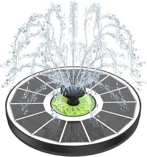 SZMP Fontana Solare 3.5W, 2024 Nuovo Pompa ad Acqua Solare, Fontana da Giardino Esterno con 7 Ugelli & 4 Fissatori per Laghetto, Piscina, Acquario, Vaso dei Pesci e Bagno per Uccelli (Bianco)