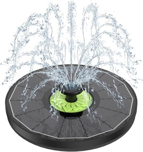 SZMP Fontana Solare 3.5W, 2024 Nuovo Pompa ad Acqua Solare, Fontana da Giardino Esterno con 7 Ugelli & 4 Fissatori per Laghetto, Piscina, Acquario, Vaso dei Pesci e Bagno per Uccelli (Nero)