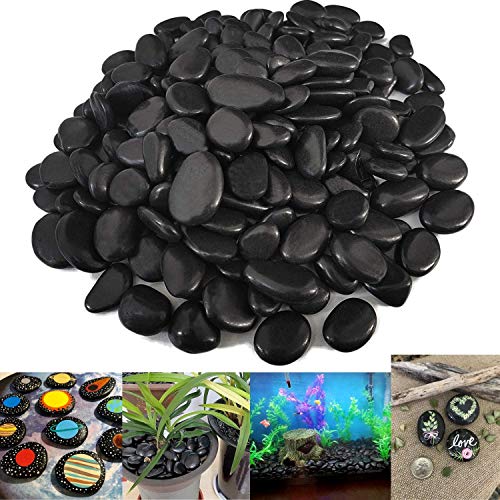 VELLES Pietre decorative per acquario, ciottoli, colore nero, per acquario, ghiaia, decorazione da giardino, terrario, decorazione per il fai da te, camino, 20-40 mm, 950 g