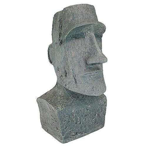 Design Toscano Monolite dell'Isola di Pasqua Akivi Moai Statua da Giardino, poliresina, Pietra Grigia, Grande 61 cm