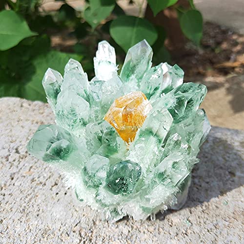 LABDIP decorazione della stanza For 300-1000g Cluster di cristallo da giardino Verde naturale Quarzo fantasma di pietra preziosa grezza Campione Decorazioni for la casa Pietre preziose e cristallo (Size : 3