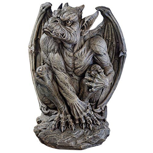 Design Toscano Silas il Gargoyle sentinella Statua decorazione Gotica, poliresina, pietra grigia, 61 cm