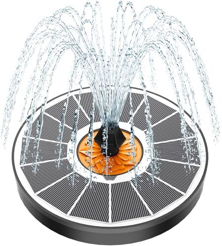 Yzert Fontana Solare 3.5W, 2024 Nuovo Pompa ad Acqua Solare, Fontana da Giardino Esterno con 7 Ugelli & 4 Fissatori per Laghetto, Piscina, Acquario, Vaso dei Pesci e Bagno per Uccelli (Bianco)