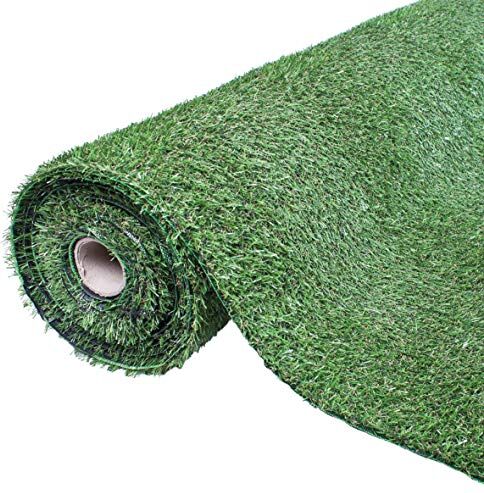 GardenKraft Sintetica, Spessa Finto Molto Denso Verde Rotolo 4 m x 1 m 20 mm Altezza Pelo Tappeto Erba Artificiale Astro Prato ad Alta densità