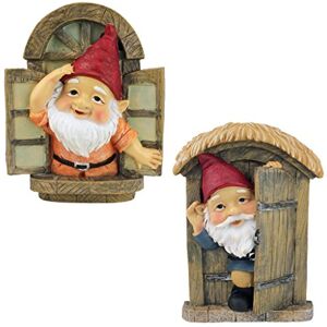 Design Toscano Gnomo falegname Scultura per esterni, poliresina, a colori, 22,75 cm, porta e finestra confezione da tre Design Toscano Gnomo falegname Scultura per esterni, poliresina, a colori, 22,75 cm, porta e finestra confezione da tre