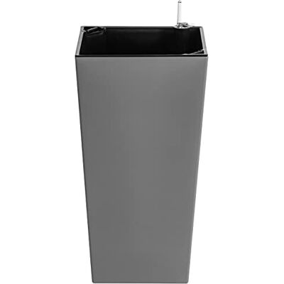 Dehner Vaso per piante Elise con sistema di auto-irrigazione, ca. 46 x 25 x 25 cm, in plastica, grigio opaco Dehner Vaso per piante Elise con sistema di auto-irrigazione, ca. 46 x 25 x 25 cm, in plastica, grigio opaco
