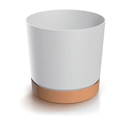 Prosperplast Vaso da fiori rotondo decorativo, effetto legno bianco, 33,8 x 33,8 x 32,6 cm, in plastica resistente, per giardino, terrazza e balcone Prosperplast Vaso da fiori rotondo decorativo, effetto legno bianco, 33,8 x 33,8 x 32,6 cm, in plastica resistente, per giardino, terrazza e balcone