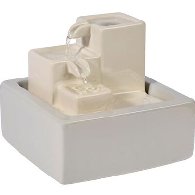 dobar ® Piccola cascata a tre stadi in ceramica design pietra – fontana interna pompa interna – 19 x 19 x 16,5 cm – Bianco dobar ® Piccola cascata a tre stadi in ceramica design pietra – fontana interna pompa interna – 19 x 19 x 16,5 cm – Bianco