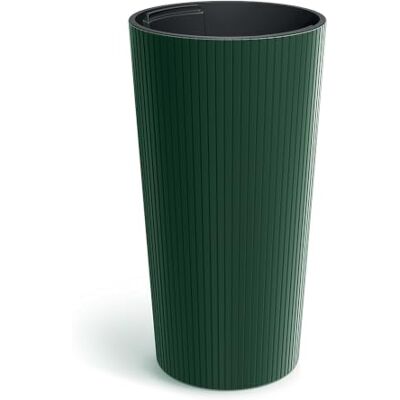 Prosperplast Vaso in lamia, sottile, alto, rotondo, con serbatoio interno, verde pino, 20 x 20 x 38,5 cm, in plastica resistente, per giardino, terrazza e balcone Prosperplast Vaso in lamia, sottile, alto, rotondo, con serbatoio interno, verde pino, 20 x 20 x 38,5 cm, in plastica resistente, per giardino, terrazza e balcone