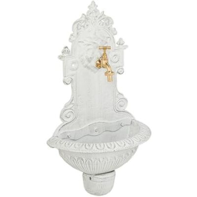Relaxdays Fontana a Muro da Esterno, Fontanella Giardino, Vaschetta Rubinetto, Ghisa e Ottone, HLP: 61x35x18 cm, Bianco Relaxdays Fontana a Muro da Esterno, Fontanella Giardino, Vaschetta Rubinetto, Ghisa e Ottone, HLP: 61x35x18 cm, Bianco
