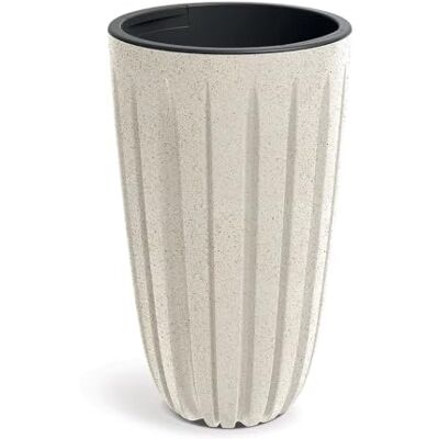 Prosperplast Wario Eco Wood Vaso rotondo alto con serbatoio interno, effetto legno bianco, 29 x 29 x 50 cm, per giardino, terrazza e balcone Prosperplast Wario Eco Wood Vaso rotondo alto con serbatoio interno, effetto legno bianco, 29 x 29 x 50 cm, per giardino, terrazza e balcone