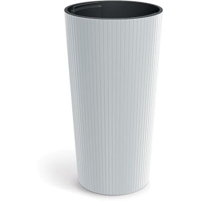 Prosperplast Vaso Lamia Slim alto rotondo con serbatoio interno bianco, 25 x 25 x 48 cm, uso interno ed esterno per giardino, terrazza e balcone Prosperplast Vaso Lamia Slim alto rotondo con serbatoio interno bianco, 25 x 25 x 48 cm, uso interno ed esterno per giardino, terrazza e balcone