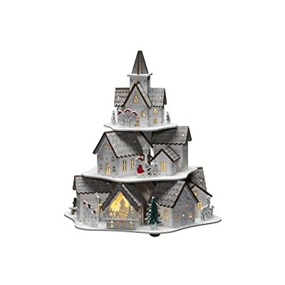 Konstsmide Statuetta di casa in legno bianco caldo LED bianco caldo Timer con interruttore Konstsmide Statuetta di casa in legno bianco caldo LED bianco caldo Timer con interruttore