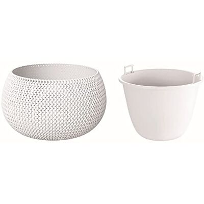 Prosperplast Nitly Vaso rotondo con deposito Splofy Bowl in plastica colore bianco (Largo) x 14,4 cm (larghezza) x 11 cm (altezza) Prosperplast Nitly Vaso rotondo con deposito Splofy Bowl in plastica colore bianco (Largo) x 14,4 cm (larghezza) x 11 cm (altezza)