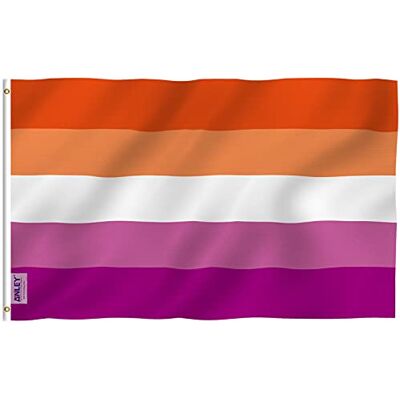 Anley Fly Breeze 3x5 piedi Sunset Lesbian Pride Flag Colore vivido e resistente allo sbiadimento Intestazione in tela e doppia cucitura Bandiere LGBT Les Sunset Pride in poliestere con occhielli Anley Fly Breeze 3x5 piedi Sunset Lesbian Pride Flag Colore vivido e resistente allo sbiadimento Intestazione in tela e doppia cucitura Bandiere LGBT Les Sunset Pride in poliestere con occhielli