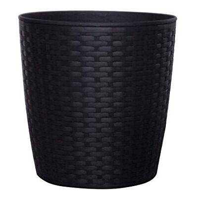 Dehner Vaso in plastica, Ø 38 cm, Altezza 39 cm, Effetto polirattan, Nero Dehner Vaso in plastica, Ø 38 cm, Altezza 39 cm, Effetto polirattan, Nero