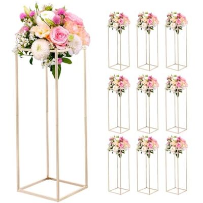 VEVOR Supporto per Fiori da Matrimonio 10 Pezzi da 80 cm, Supporto per Fiori con Vite Nascosta, Espositore Floreale Cubico Rettangolare per Matrimoni, Feste, Compleanni, Casa, Oro Francese VEVOR Supporto per Fiori da Matrimonio 10 Pezzi da 80 cm, Supporto per Fiori con Vite Nascosta, Espositore Floreale Cubico Rettangolare per Matrimoni, Feste, Compleanni, Casa, Oro Francese