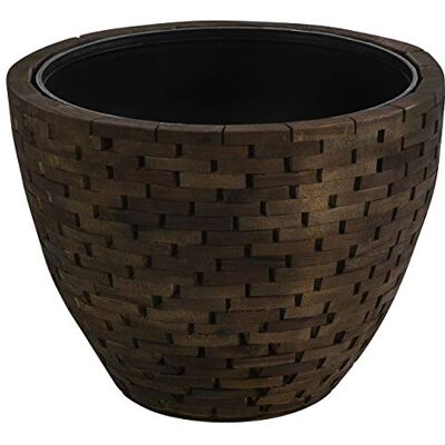 Dehner Premium Vaso da fiori Milan con vaso interno, Ø 32 cm, altezza 30 cm, legno/plastica, marrone Dehner Premium Vaso da fiori Milan con vaso interno, Ø 32 cm, altezza 30 cm, legno/plastica, marrone