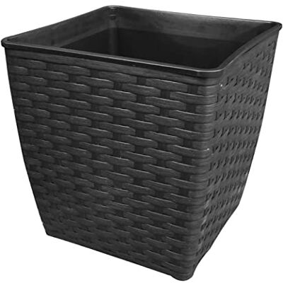 Dehner Vaso in plastica, ca. 26 x 26 x 26 cm, Effetto polirattan, Nero Dehner Vaso in plastica, ca. 26 x 26 x 26 cm, Effetto polirattan, Nero