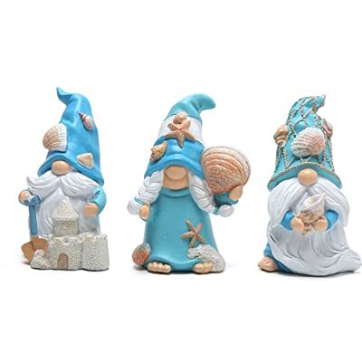 Hodao 3 gnomi estivi, gnomi di conchiglia, fatti a mano, per decorazione da spiaggia, svedese, scandinavo nisse, elfo, decorazioni estive per la casa Hodao 3 gnomi estivi, gnomi di conchiglia, fatti a mano, per decorazione da spiaggia, svedese, scandinavo nisse, elfo, decorazioni estive per la casa