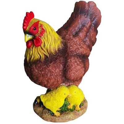 Relaxdays Figura da Giardino Gallina con Pulcini, per Esterno, Multicolore Relaxdays Figura da Giardino Gallina con Pulcini, per Esterno, Multicolore