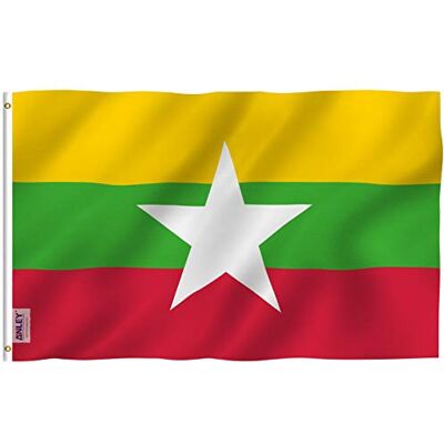 Anley Fly Breeze 3x5 Piedi Bandiera Myanmar Colore vivido e Resistente allo sbiadimento UV Intestazione di Tela e Doppia Cucitura Bandiere Repubblica della Unione del Myanmar Poliestere Anley Fly Breeze 3x5 Piedi Bandiera Myanmar Colore vivido e Resistente allo sbiadimento UV Intestazione di Tela e Doppia Cucitura Bandiere Repubblica della Unione del Myanmar Poliestere