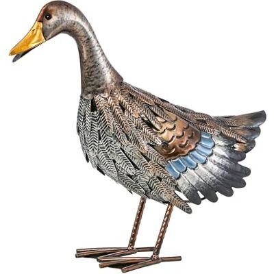 Dehner Anatra, decorazione da giardino resistente al gelo, articolo decorativo per interni ed esterni, ca. 43 x 37 x 16 cm, metallo, argento/marrone Dehner Anatra, decorazione da giardino resistente al gelo, articolo decorativo per interni ed esterni, ca. 43 x 37 x 16 cm, metallo, argento/marrone