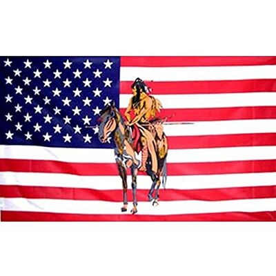 Bandiera USA Az Flag con Indiano e Cavallo 150x90cm - Bandiera Americana - USA 90X Bandiera USA Az Flag con Indiano e Cavallo 150x90cm - Bandiera Americana - USA 90X