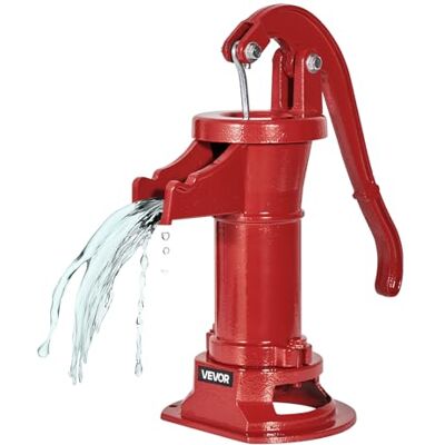 VEVOR Antique Well Hand Pitcher Pump, 25 ft Maximum Lift, Cast Iron Manual Hand Water Pump with Ergonomic Handle G1-5/8 Easy Installation, Old Fashioned for Outdoor Home Yard Garden Pond Farm, Red VEVOR Antique Well Hand Pitcher Pump, 25 ft Maximum Lift, Cast Iron Manual Hand Water Pump with Ergonomic Handle G1-5/8 Easy Installation, Old Fashioned for Outdoor Home Yard Garden Pond Farm, Red