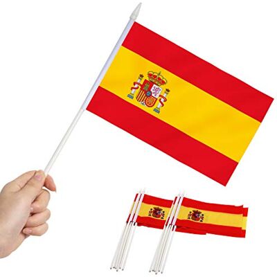 Anley Spagna Mini Flag 12 Pack Bandiere spagnole in Miniatura Piccole tenute a Mano su Bastone Colori Vivaci e Resistenti allo sbiadimento -5.5 x 8 Pollici con Asta Solida e Punta a Lancia Anley Spagna Mini Flag 12 Pack Bandiere spagnole in Miniatura Piccole tenute a Mano su Bastone Colori Vivaci e Resistenti allo sbiadimento -5.5 x 8 Pollici con Asta Solida e Punta a Lancia
