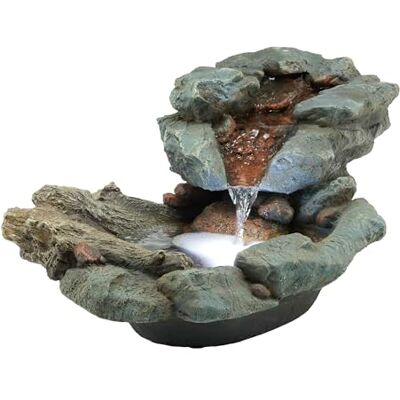 Alpine Fontana da tavolo, fibra di vetro Polystone, grigio/marrone, 50,8 cm L x 27,9 cm L x 22,9 cm H Alpine Fontana da tavolo, fibra di vetro Polystone, grigio/marrone, 50,8 cm L x 27,9 cm L x 22,9 cm H