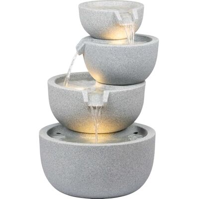 dobar ® Fontana da giardino Rama con illuminazione a LED – fontana a 4 livelli in PE riciclato – cascata per la decorazione del giardino – 51 x 46,5 x 72,5 cm – grigio pietra dobar ® Fontana da giardino Rama con illuminazione a LED – fontana a 4 livelli in PE riciclato – cascata per la decorazione del giardino – 51 x 46,5 x 72,5 cm – grigio pietra