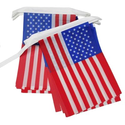 Ghirlanda di bandiere USA - 6m, 20 bandiere, 21x15cm - Bandiera Americana Ghirlanda di bandiere USA - 6m, 20 bandiere, 21x15cm - Bandiera Americana